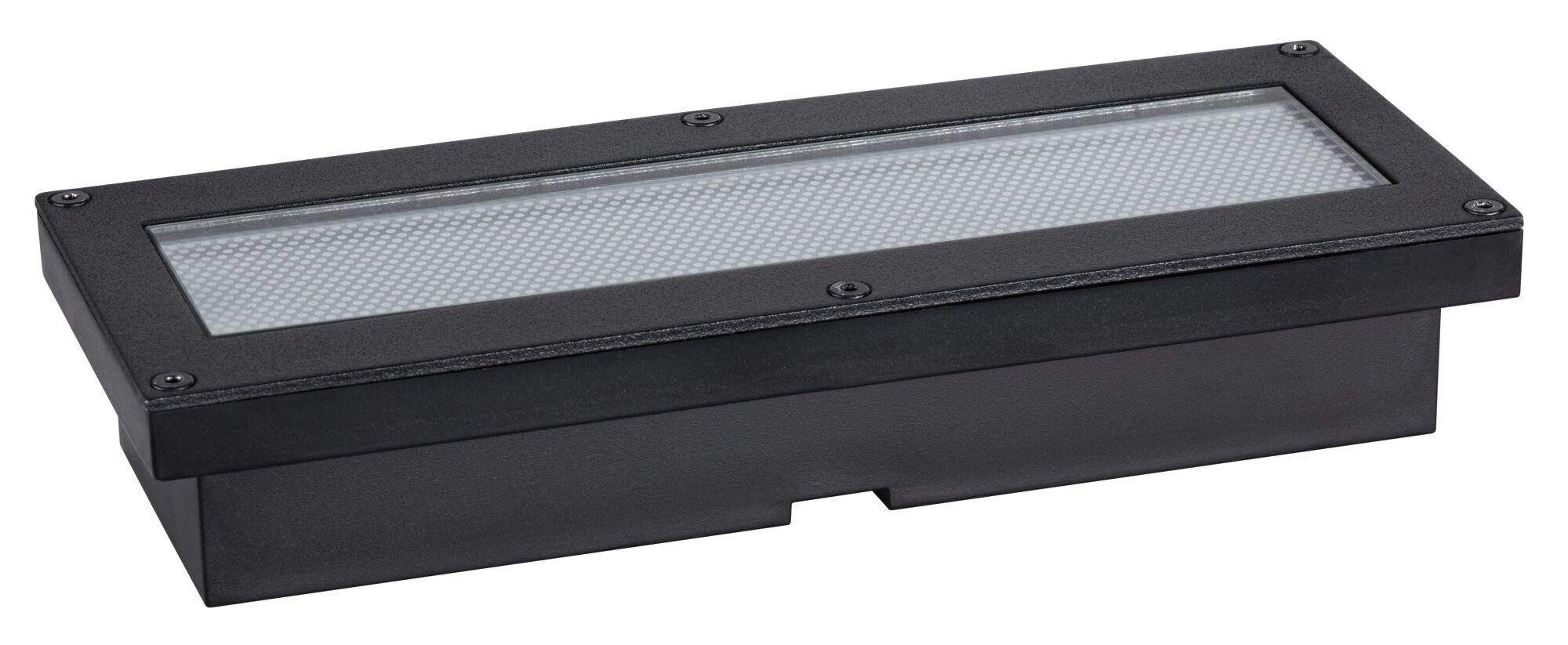 Rectangular black LED recessed spotlight with glass cover and metal frame for modern lighting