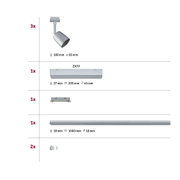 Spot en aluminium argenté de 65 mm de diamètre et 180 mm de hauteur, composant d'éclairage LED