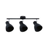 Spot de plafond noir à trois lampes en métal avec abat-jours réglables pour éclairage moderne