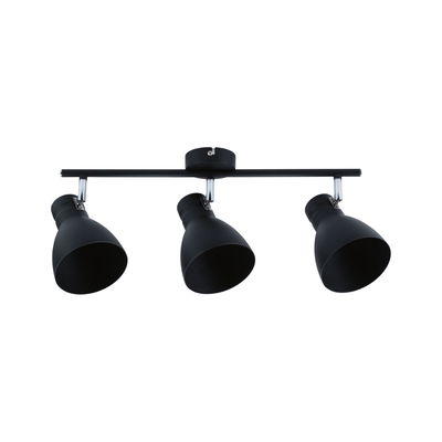 Three-light black metal ceiling spotlight with adjustable shades for modern room lighting