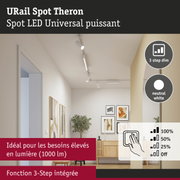 Spot LED URail Spot Theron blanc avec fonction de gradation 3 étapes pour un éclairage puissant