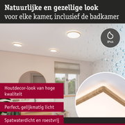 Spatwaterdichte plafondlamp met houtdecor en gelijkmatig licht voor badkamer en woonruimtes