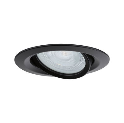 Schwarzer Einbaustrahler aus Metall mit schwenkbarem LED-Spot für flexible Raumbeleuchtung