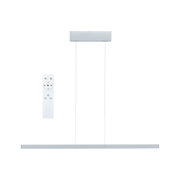 White aluminum LED pendant light with remote control for dimmable lighting in modern design