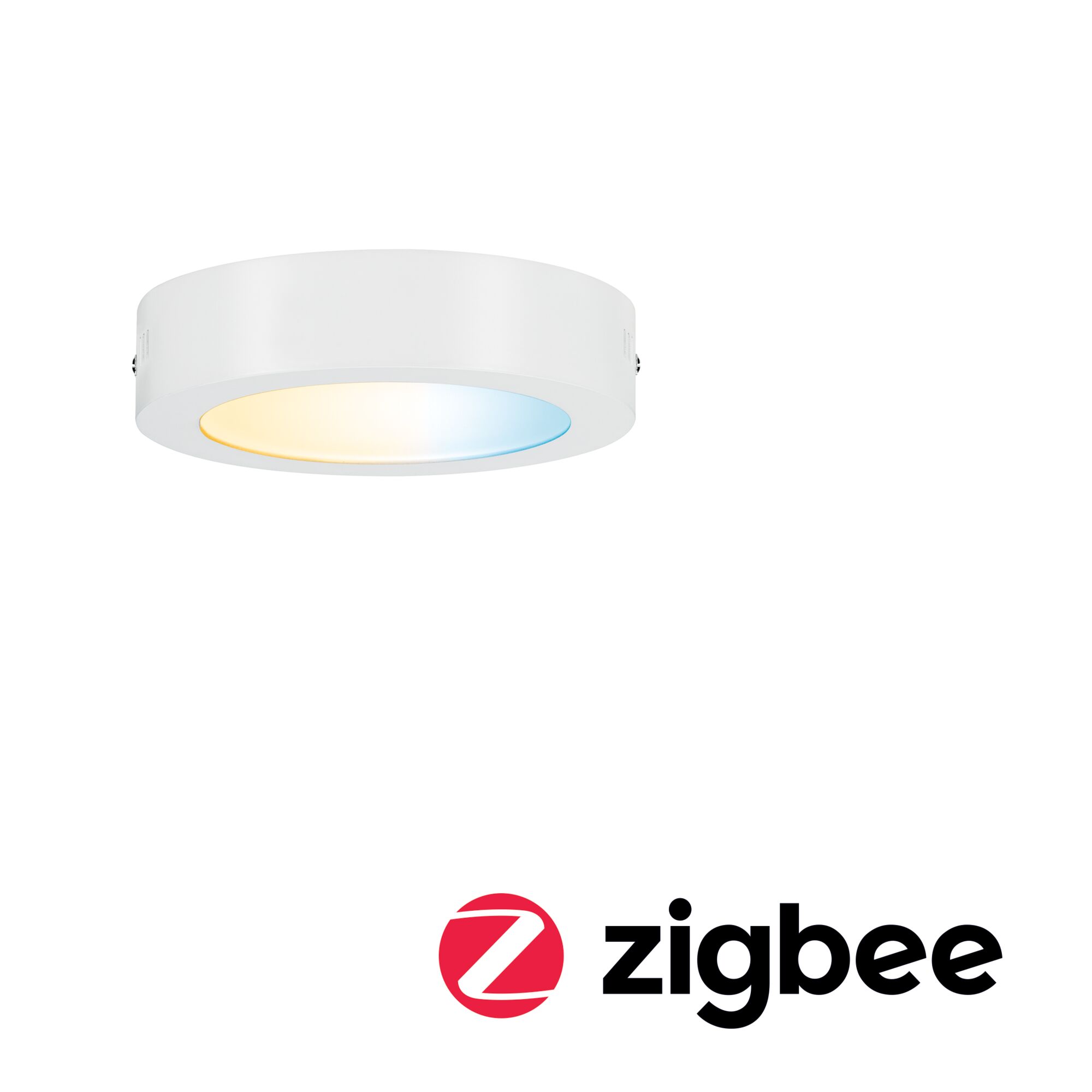 Ronde witte plafondlamp met warm- en koelwit licht voor slimme Zigbee-besturing