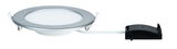 Rond zilverkleurig aluminium LED-inbouwpaneel met witte diffuser en zwarte driver voor plafondverlichting