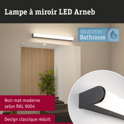 Lampe miroir LED Arneb noire mate au design classique réduit pour éclairage de salle de bain