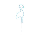 Blue LED neon light shaped like a flamingo with white cable and switch for decorative lighting