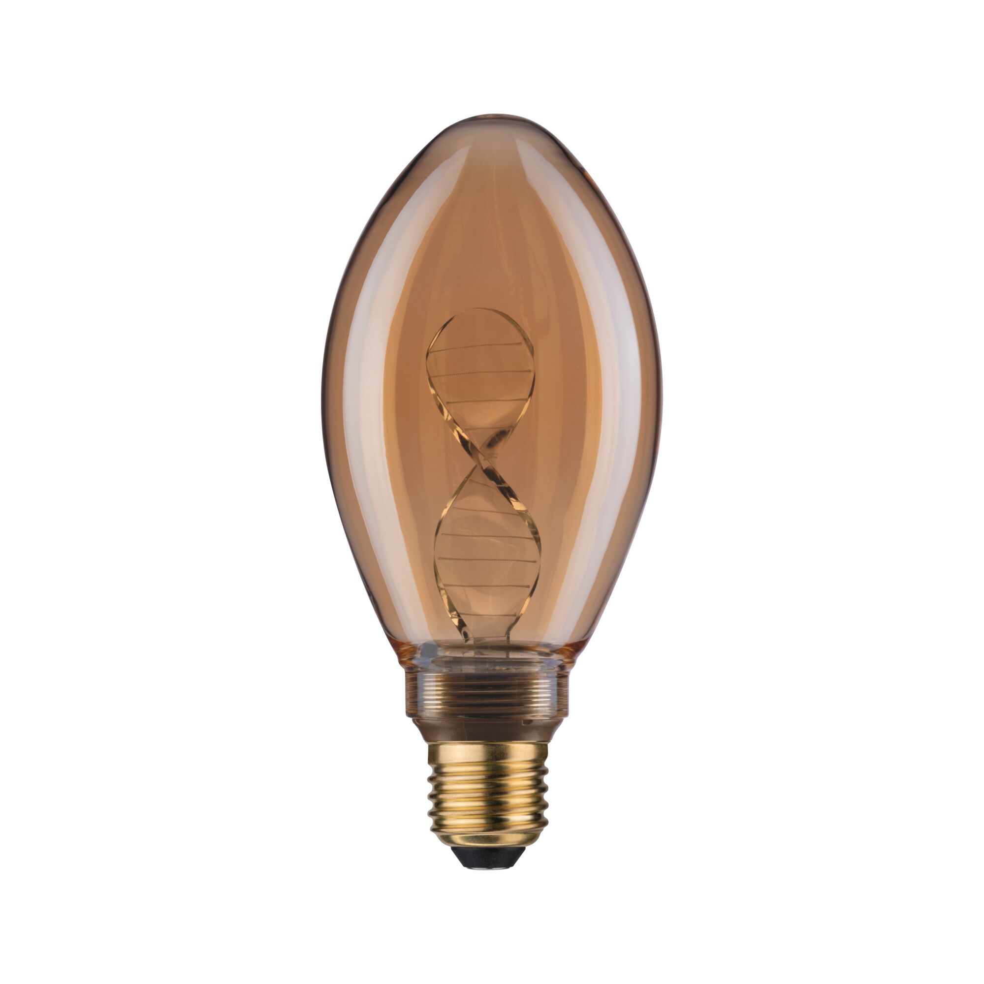 Vintage LED-Leuchtmittel in Bernstein mit gedrehtem Filament und E27 Sockel für dekorative Beleuchtung