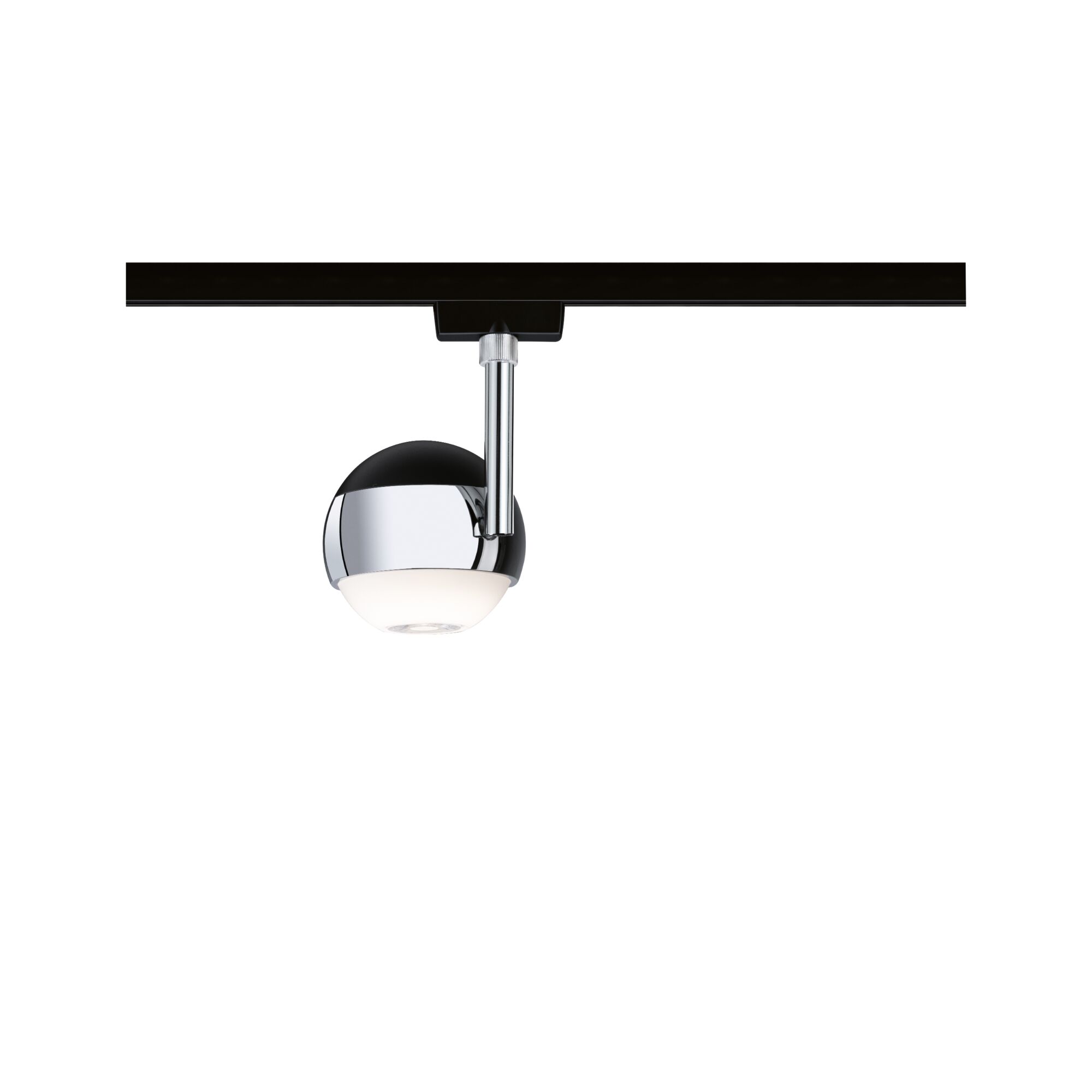 Modern black and white chrome glass track lighting spotlight with spherical design