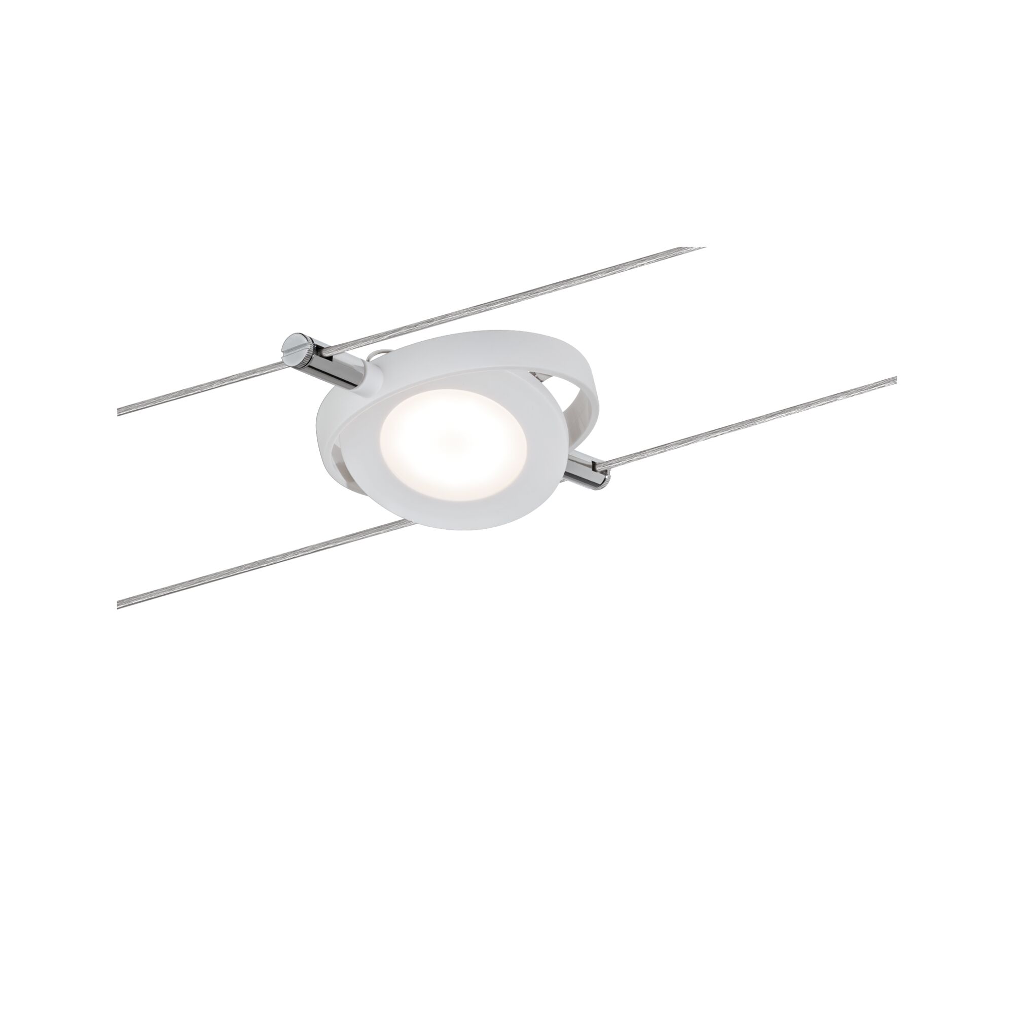 White metal LED cable spotlight with round design and dimmable light for modern lighting solutions