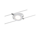 White metal LED cable spotlight with round design and dimmable light for modern lighting solutions