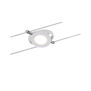 White metal LED cable spotlight with round design and dimmable light for modern lighting solutions