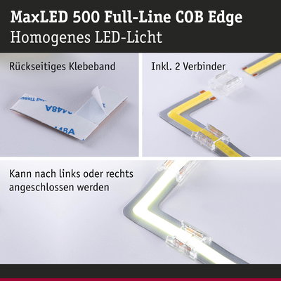 MaxLED 500 Full-Line COB Edge LED-Licht mit Klebeband und zwei Verbindern für flexible Montage
