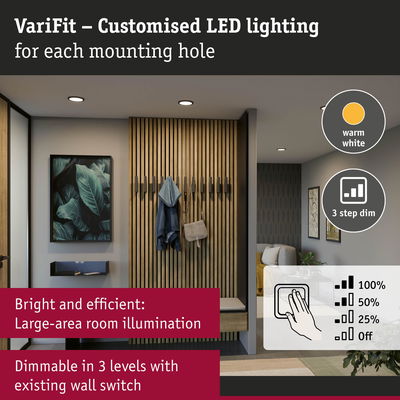 Warm white LED ceiling lights with 3-step dimming for bright, efficient large room illumination