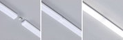 Three images of white LED tube lights with connector and illuminated light for indoor lighting solutions