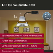 LED Einbauleuchte 3-Step-Dim Nova Coin Basisset starr IP44 rund 78mm Coin 3x6W 3x470lm 230V dimmbar 2700K Weiß matt