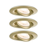 Tre indbyggede spots i guldmetal med justerbare hoveder til fleksibel LED-belysning