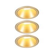 Rundes Einbau-LED-Licht in goldfarbenem Metall mit warmweißem Licht für Wohnräume