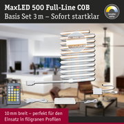 MaxLED 500 Full-Line COB LED-Lichtband 3 m mit Fernbedienung und Netzteil für dimmbares Licht