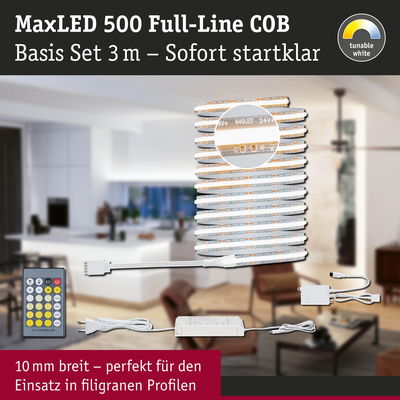 MaxLED 500 Full-Line COB LED-Lichtband 3 m mit Fernbedienung, dimmbar, warmweiß bis kaltweiß