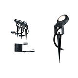 Ensemble de projecteurs LED de jardin noirs avec piquet et câble pour éclairage extérieur et aménagement paysager
