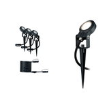 Schwarzes LED-Gartenstrahler-Set mit Erdspieß und Kabel für Außenbeleuchtung und Landschaftsdesign