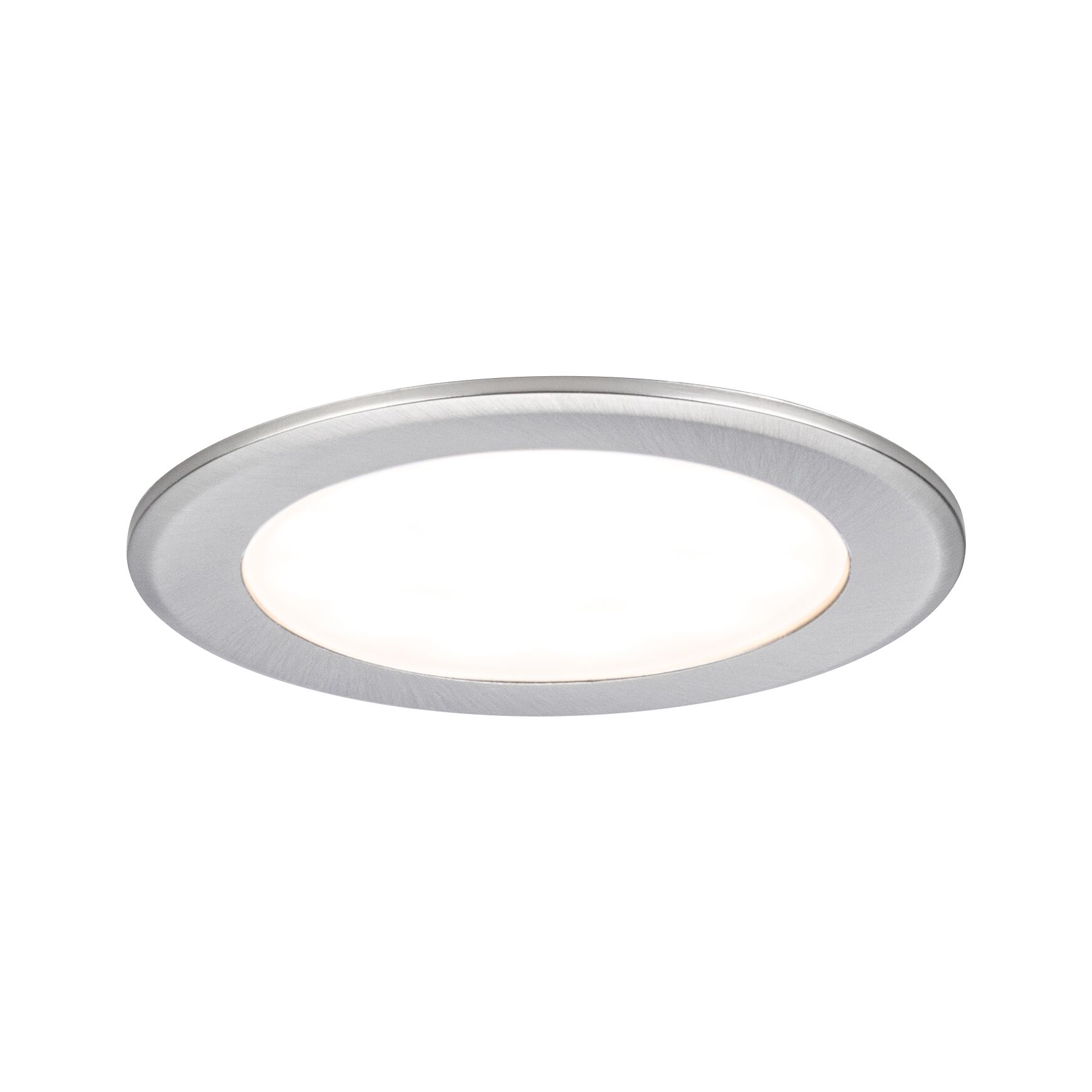 Rundes LED-Einbaupanel aus gebürstetem Aluminium in Silber mit warmweißem Licht
