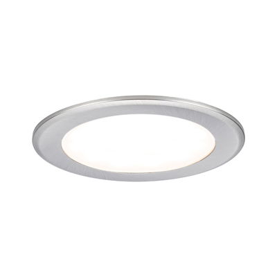 Rundes LED-Einbaupanel aus gebürstetem Aluminium in Silber mit warmweißem Licht