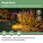 Jardin éclairé par un projecteur LED blanc chaud respectueux des insectes et des plantes