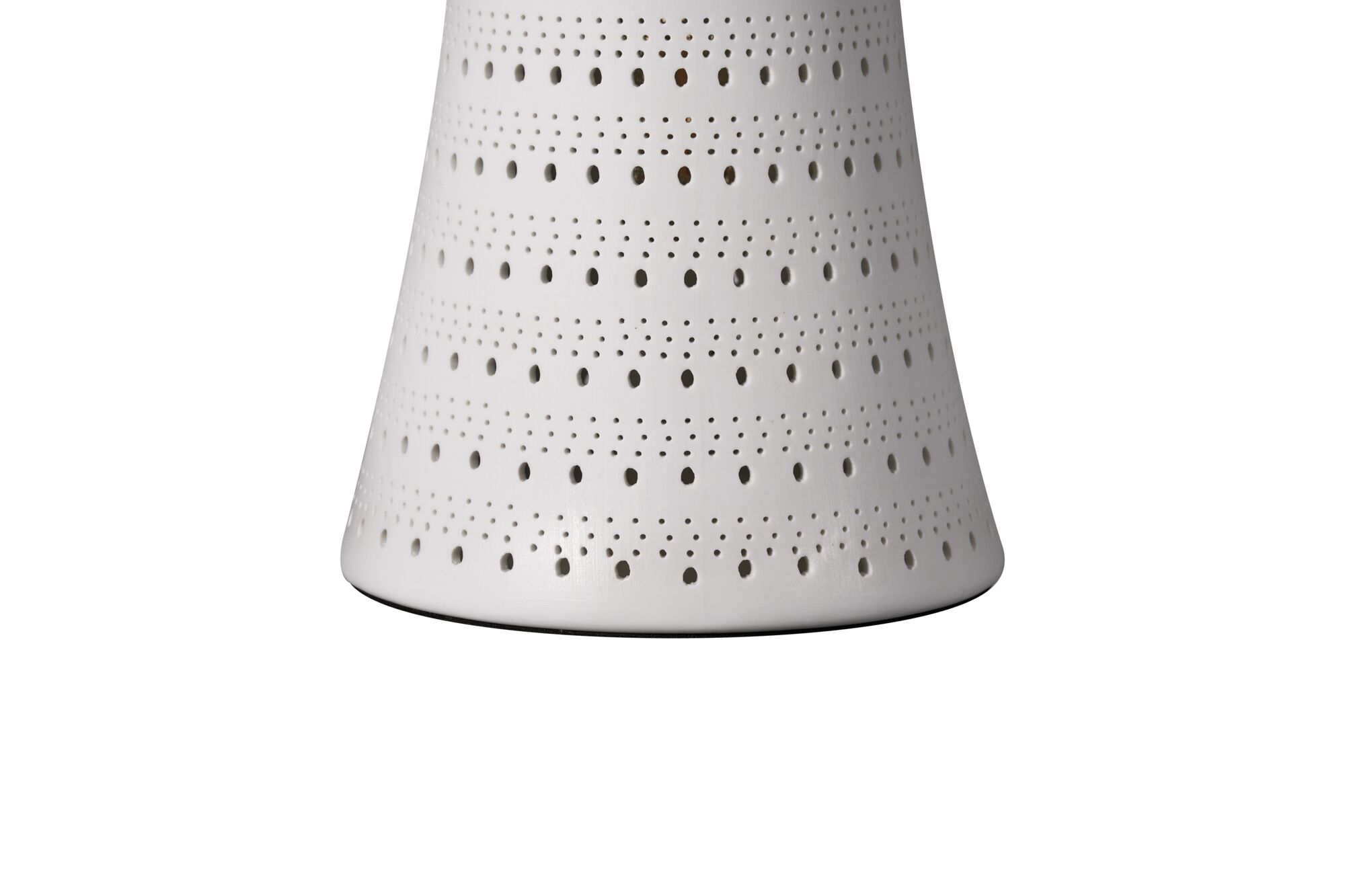 Abat-jour en céramique blanche avec motifs perforés décoratifs pour éclairage LED moderne