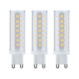 Drei weiße LED-Lampen mit G9 Sockel und transparentem Kunststoffgehäuse für energiesparende Beleuchtung