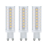 Drie witte LED-lampen met G9-fitting en transparante kunststof behuizing voor energiezuinige verlichting