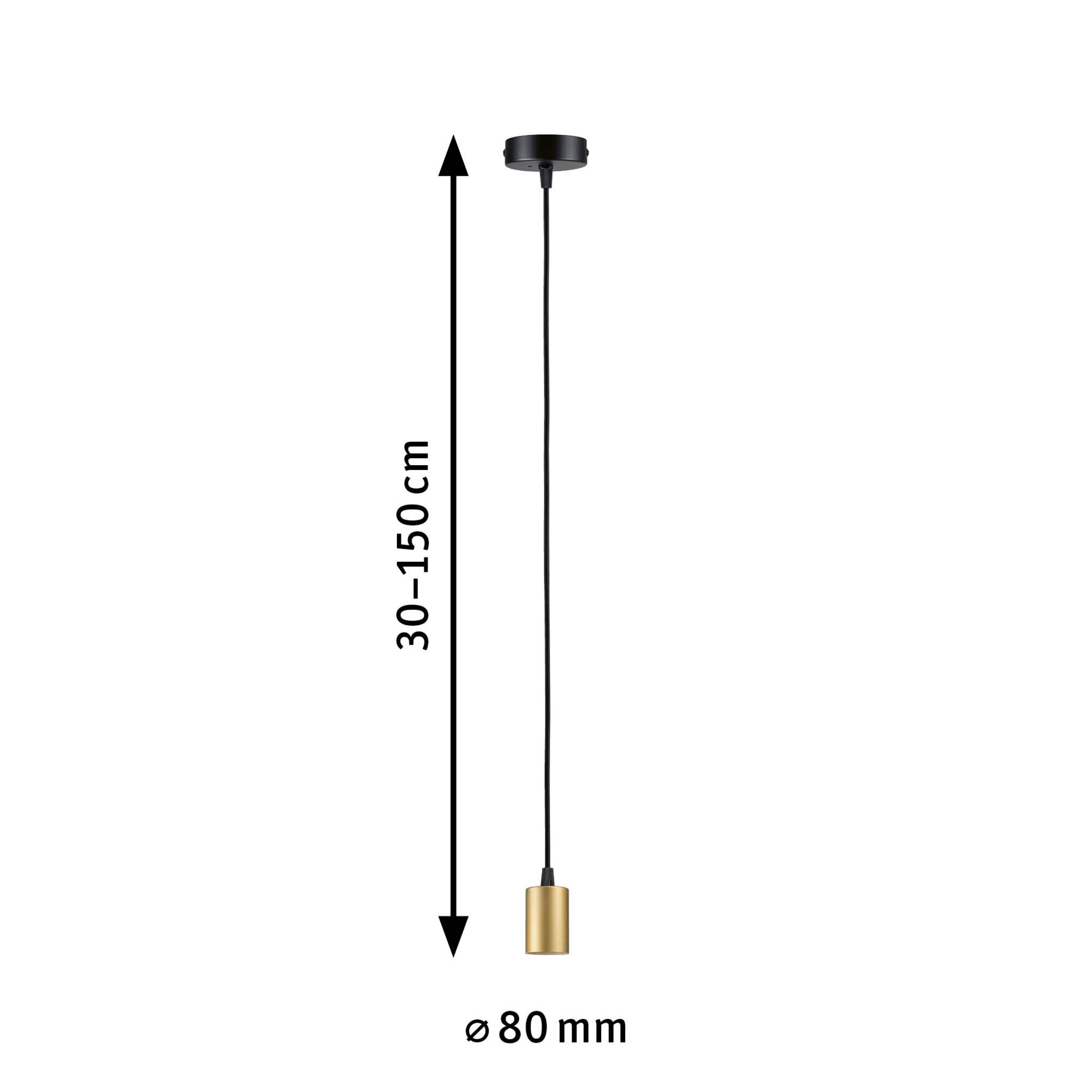 Pendant light with gold metal shade and black cable, adjustable height 30-150 cm for modern lighting