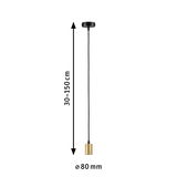 Pendant light with gold metal shade and black cable, adjustable height 30-150 cm for modern lighting