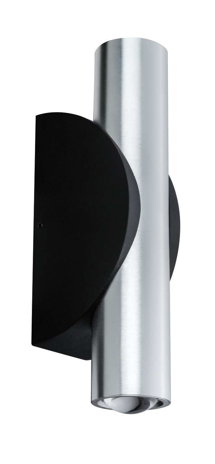 Special Line surface-mounted wall light, Flame round LED, brushed aluminium/black, 2x3.2W