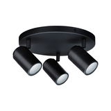 Zwarte metalen plafondspot met drie lampen voor moderne LED-verlichting in woonruimtes