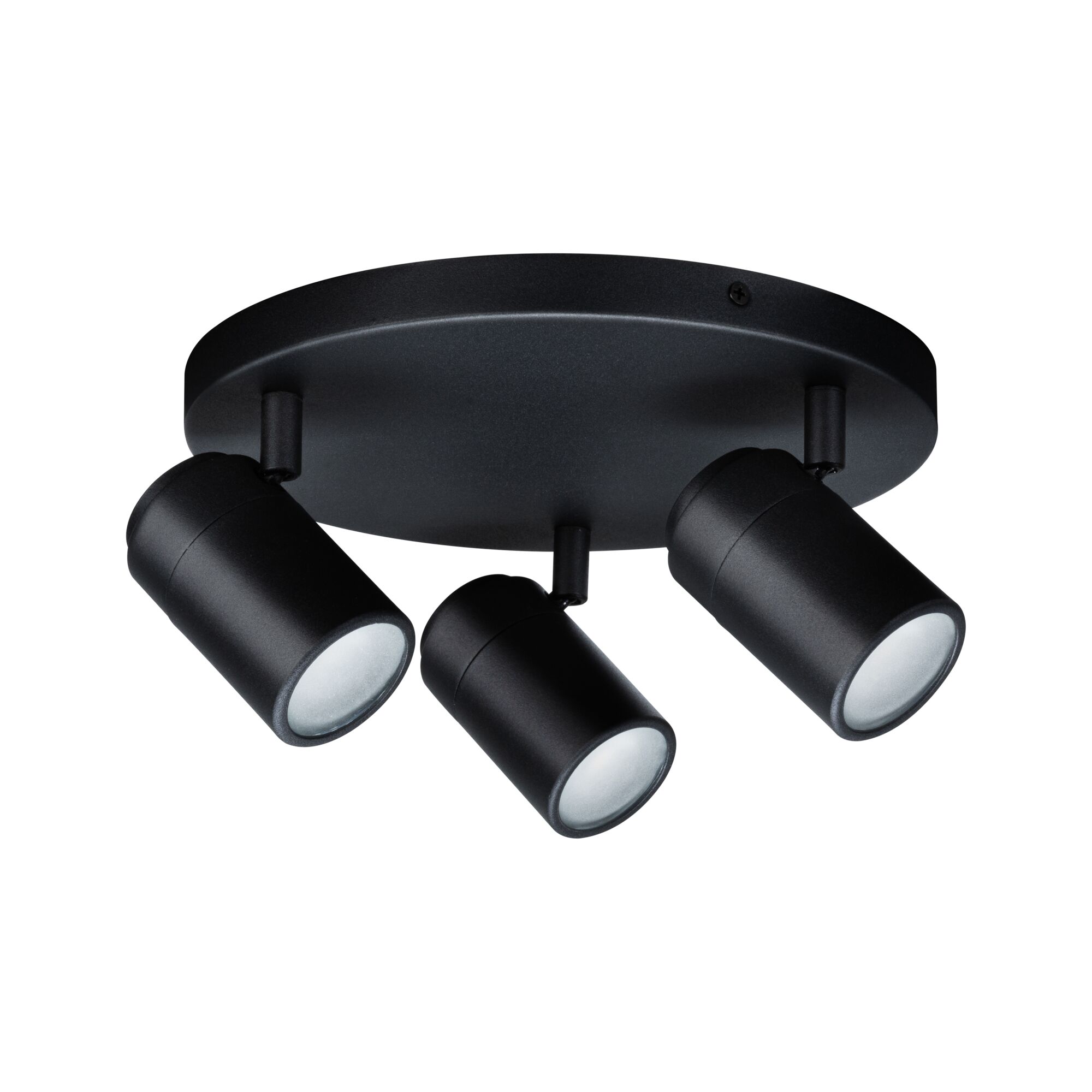 Three-light black metal ceiling spotlight for modern LED lighting in living spaces