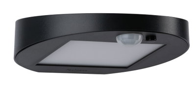 Black metal LED ceiling light with motion sensor for energy-efficient indoor lighting