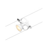 Witte metalen LED-kabelspot met verstelbare lamp voor moderne verlichtingssystemen