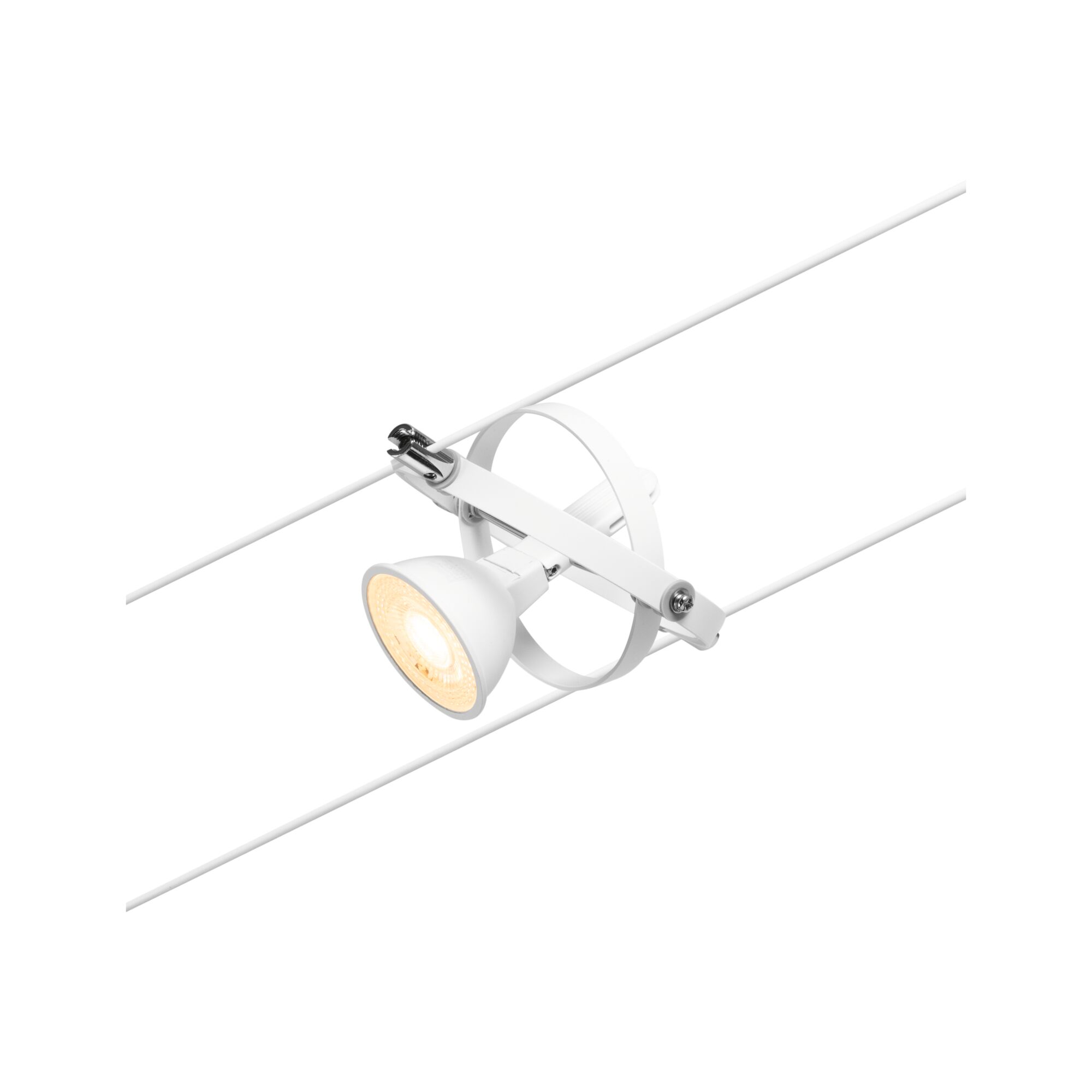 White metal LED spotlight with adjustable mount for modern track lighting systems