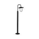 Modern black outdoor metal post light with clear glass and LED bulb for garden lighting