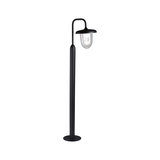 Modern black outdoor metal post light with clear glass and LED bulb for garden lighting