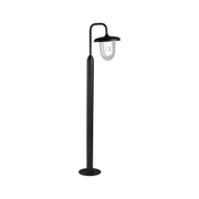 Modern black outdoor metal post light with clear glass and LED bulb for garden lighting