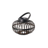 Zwarte metalen solar lantaarn met handvat en lamp, decoratieve buitenverlichting