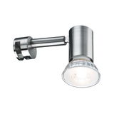 Modern LED spotlight in brushed stainless steel with clear glass for focused lighting