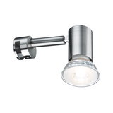 Modern LED spotlight in brushed stainless steel with clear glass for focused lighting
