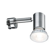 Modern wall spotlight in brushed stainless steel with clear glass and LED light source