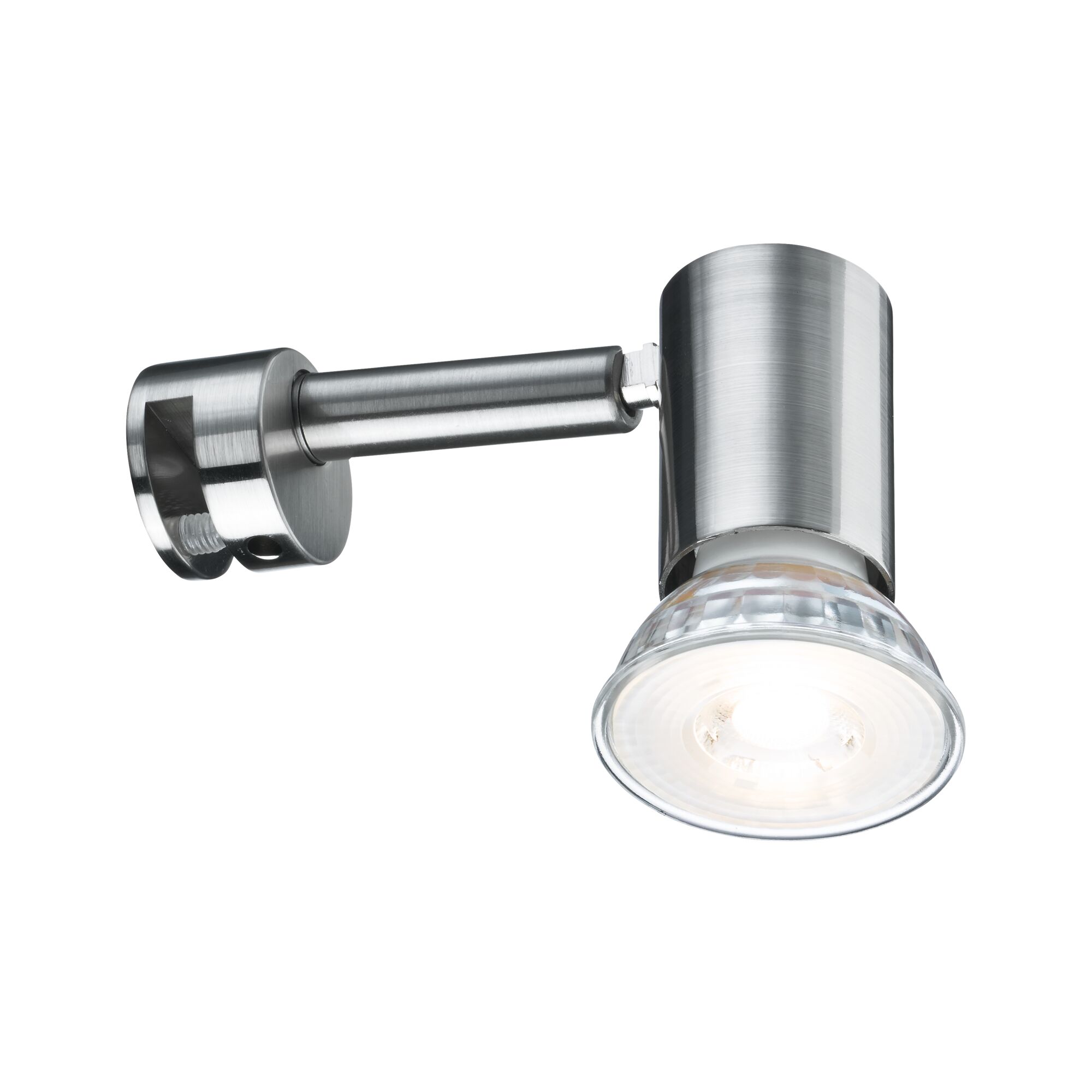 Galeria Spiegelleuchte Simplo GU10 2700K 345lm 230V 5,3W Eisen gebürstet Moderner LED-Strahler aus gebürstetem Edelstahl mit klarem Glas für gezielte Beleuchtung