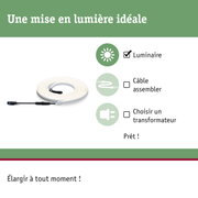 Bande LED flexible blanche avec câble de connexion pour installation d'éclairage facile